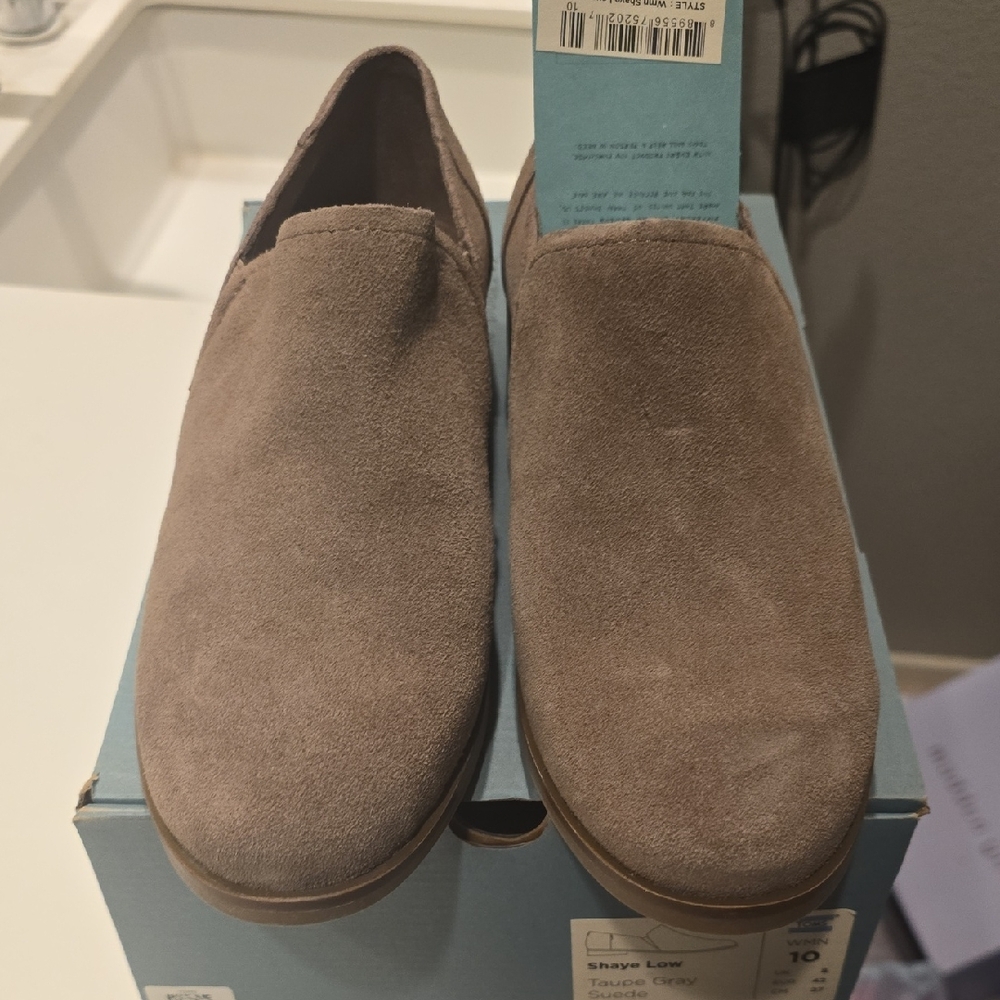 Toms Men's Suede Slip-Ons in Taupe Gray